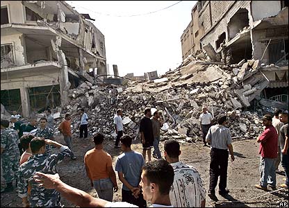 Lebanese people despair as Israeli strikes kill residents in the southern market town of Nabatiyeh. In July, 2006 Israel carried out its stated objective to set back Lebanon 20 years